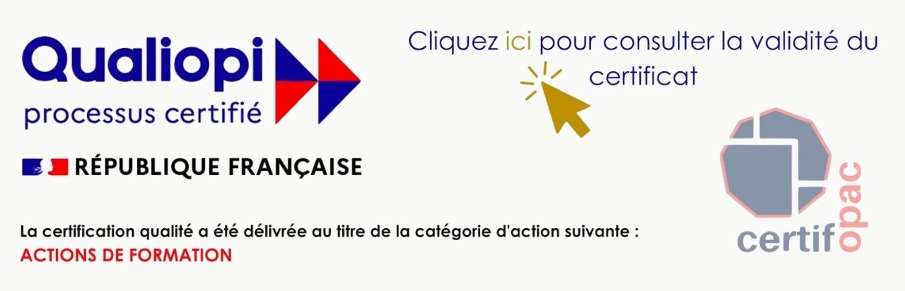 Certification Qualiopi, vérifiable sur certifopac.fr