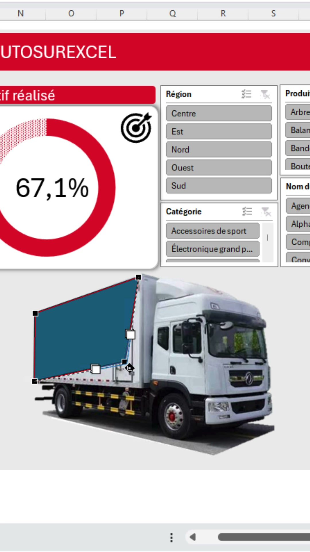 Modifier les points Excel pour habiller une image dans Excel en suivant la perspective du flanc du camion