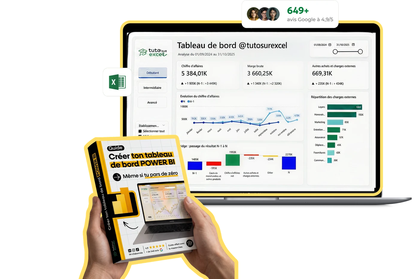 Tableau de bord Excel TutoSurExcel et guide Power BI
